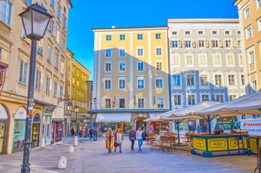 Salzburg, Avusturya Alter Market sqaure akşam yürüyüşü