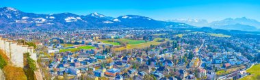 Panorama od Salzburg şehir merkezi, Avusturya