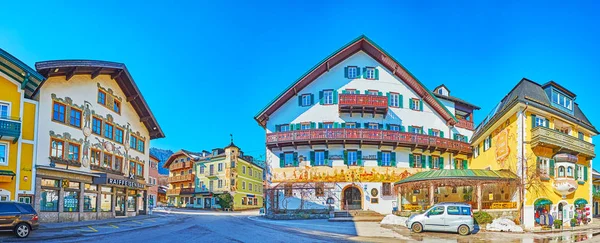 Panorama Mozatplatz, St Gilgen, Salzkammergut, Ausztria — Stock Fotó