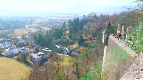 Salzburg Autriche Février 2019 Restaurant Touristique Populaire Château Hohensalzburg Terrasse — Video