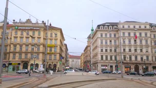 Vienne Autriche Mars 2019 Carrefour Animé Place Schwarzenberg Avec Beaux — Video