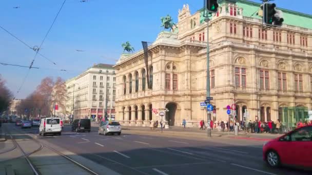 Wiedeń Austria Lutego 2019 Ruch Ruchliwej Alei Ringstrasse Widokiem Wspaniałą — Wideo stockowe
