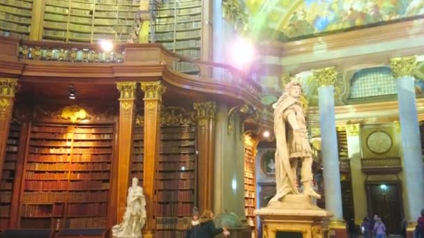 Wiedeń Austria Marca 2019 Wspaniałe Freski Kopule Prunksaal Hall Biblioteki — Wideo stockowe