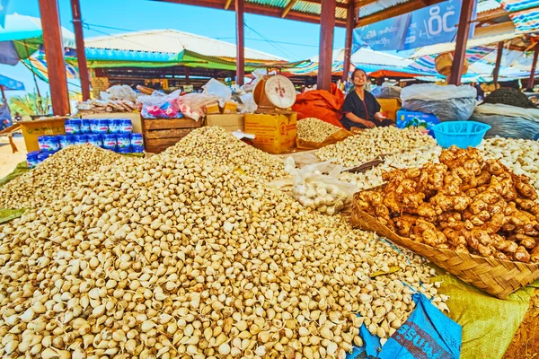 Fokhagymás mag a Kakku piacon, mianmari — Stock Fotó