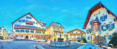 Tarihi Mozartplatz Panoraması, St Gilgen, Salzkammergut, Au