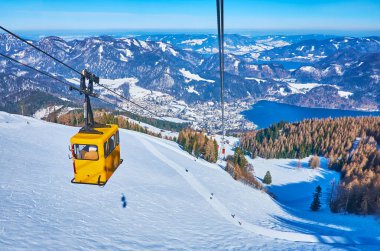 Teleferik, Zwolferhorn, St Gilgen, Salzkammergut manzarası, 