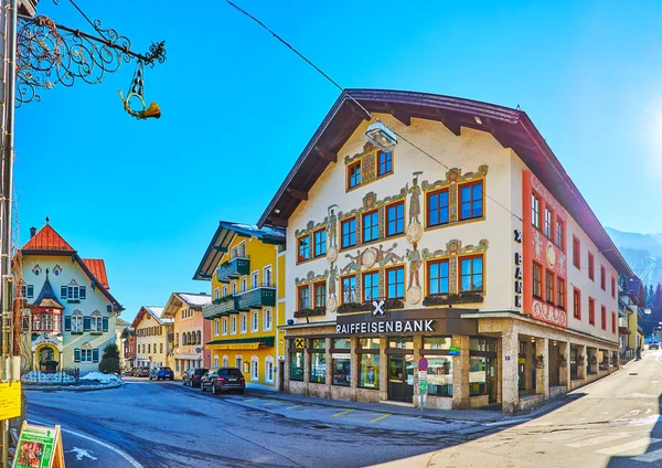 Panorama of Mozartplatz, St Gilgen, Salzkammergut, Austria — Stock Photo, Image