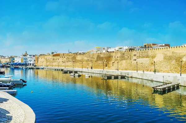 Bizerte kikötő panorámája citadelokkal, Tunézia — Stock Fotó