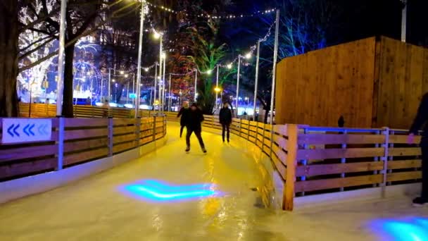 오스트리아 비엔나 2019년 18일 사람들이 18일 비엔나라타우스파크에서 아이스 스케이트링크의 미로를 — 비디오