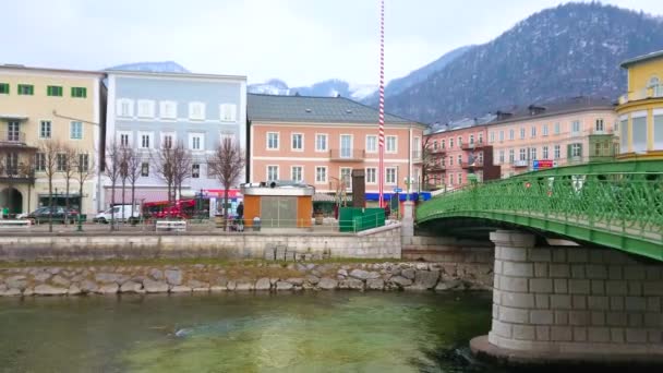 Bad Ischl Österreich Februar 2019 Blick Auf Altstadthäuser Und Historische — Stockvideo