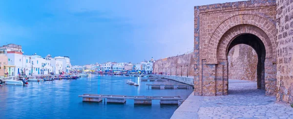 Panorama of the port on twilight, Bizerte, Tunisia — Stock Photo, Image