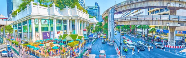 Panorama de la intersección Ratchaprasong en Bangkok, Tailandia — Foto de Stock