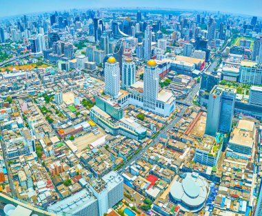 Bangkok, Tayland iş merkezinde panoramik görünüm