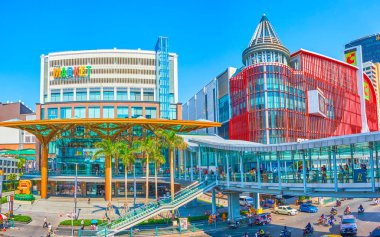 Bangkok, Tayland'da alışveriş alanı Panoraması