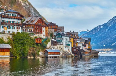 Hallstatt'ın Lakeside semtleri, Salzkammergut, Avusturya
