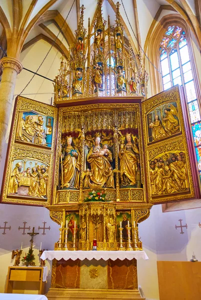 Arcydzieło Marienaltar kościoła parafialnego w Hallstatt, Salzkamm — Zdjęcie stockowe