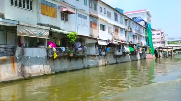 Bangkok Thailand April 2019 Båtturen Genom Bang Lamphu Khlong Bästa — Stockvideo