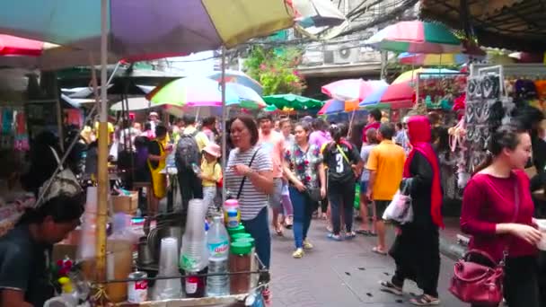 Bangkok Thailand May 2019 Crowded Sampeng Lane Market Soi Wanit — Stock Video