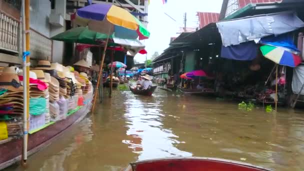 Damnoen Saduak Thailand Május 2019 Élvezze Fantasztikus Élmény Vásárlás Közben — Stock videók