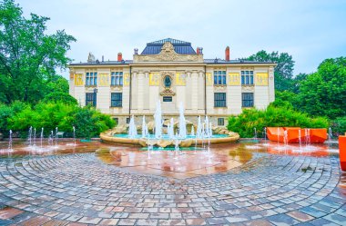 Çeşme ile küçük kare, Krakow, Polonya