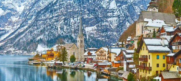 El viejo Hallstatt en el lago, Salzkammergut, Austria — Foto de Stock