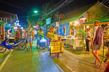 Gece Pazarı Hindistan cevizi dondurma, Yürüyüş sokak, Pai, Tayland