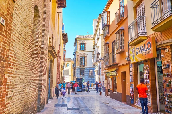 A szuvenír üzletek Calle Granada, Malaga, Spanyolország — Stock Fotó
