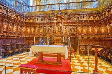 The wooden choir of Malaga Cathedral, Spain clipart