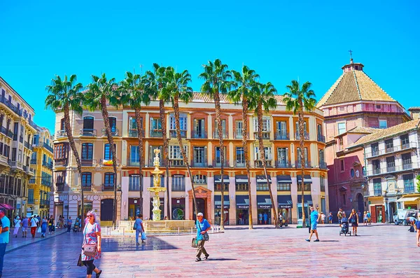 The scenic Square of Constitution, Malaga, Spain — Stock Photo, Image