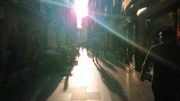 Cadiz Spain Вересня 2019 Погляд Вузьку Вулицю Пелоти Великим Натовпом — стокове відео