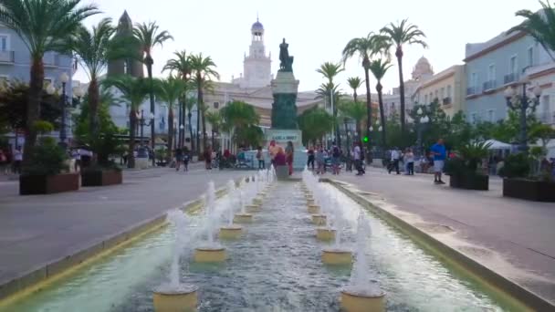 Cadiz Spanien September 2019 Utforska San Juan Dios Torg Med — Stockvideo