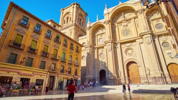 Granada Espanha Setembro 2019 Praça Plaza Las Pasiegas Frente Fachada — Vídeo de Stock