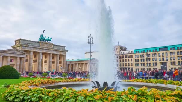 Berlin Almanya Ekim 2019 Ekim Berlin Brandenburg Kapısı Manzaralı Pariser — Stok video