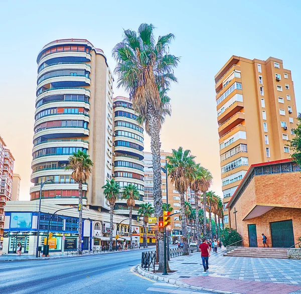 Nowoczesna dzielnica przybrzeżna, Malaga, Hiszpania — Zdjęcie stockowe