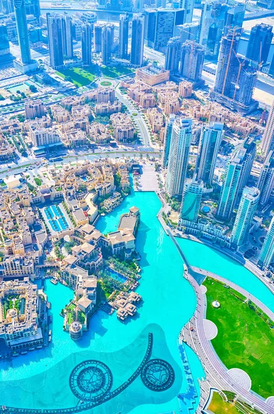 Dubai Emiratos Árabes Unidos Marzo 2020 Gran Estanque Con Edificios — Foto de Stock