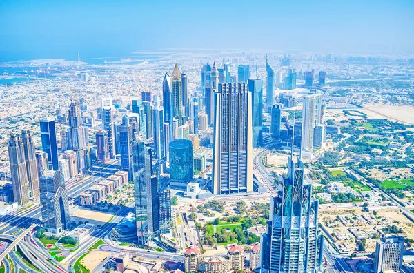 Dubai Uae March 2020 Велика Кількість Сучасних Хмарочосів Будується Вздовж — стокове фото