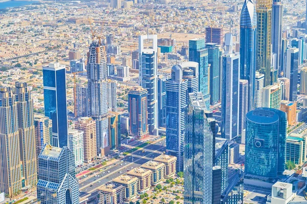 Dubai Uae March 2020 Сучасні Хмарочоси Дюбай Вздовж Шейх Заєд — стокове фото