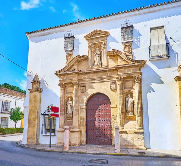 Porta Pietra Scolpita Del Monastero Madre Dios Madre Dio Decorata — Foto Stock