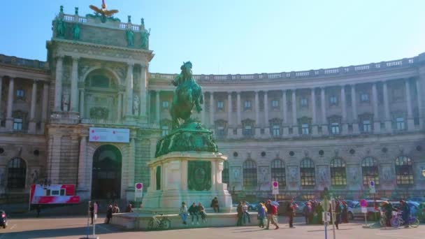 Vienna Austria February 2019 Lapangan Josefsplatz Dengan Patung Berkuda Perunggu — Stok Video