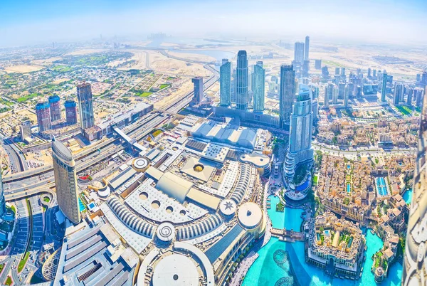 Dubai Emiratos Árabes Unidos Marzo 2020 Panorama Los Modernos Rascacielos — Foto de Stock