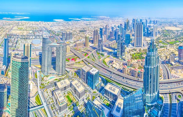 Dubai Emiratos Árabes Unidos Marzo 2020 Paisaje Urbano Aéreo Escénico — Foto de Stock