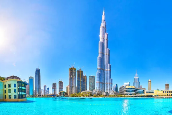 Dubai Sae Března 2020 Úžasné Panorama Věže Burj Khalifa Okolních — Stock fotografie