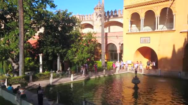 Seville Spanya Ekim 2019 Küçük Mercury Pond Ekim Sevilla Sarayı — Stok video