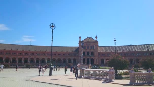 Seville Spanien Oktober 2019 Panorama Der Großzügigen Fußgängerzone Plaza Espana — Stockvideo