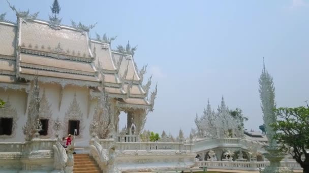 Chiang Rai Thailand Május 2019 Panoráma Fehér Templom Wat Rong — Stock videók