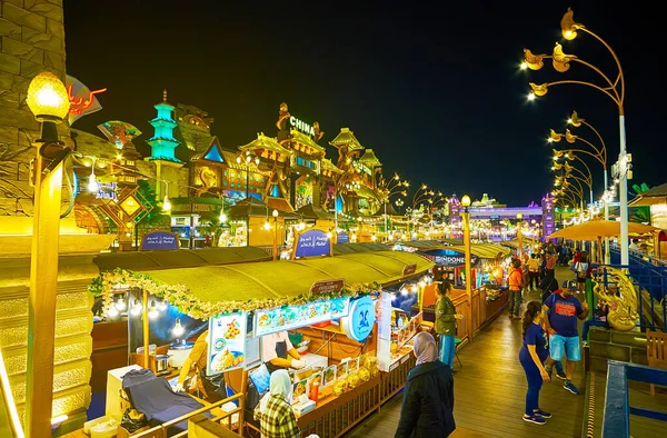 Dubai Uae March 2020 Food Vendors Boats Thai Floating Market — Stock Photo, Image