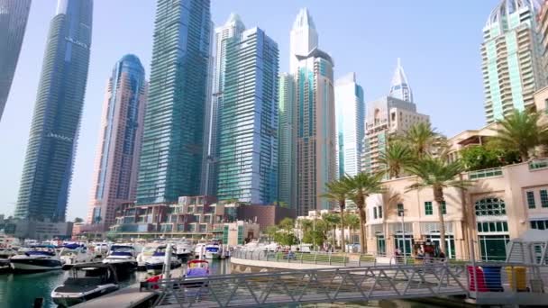 Dubai Ηνωμένα Αραβικά Εμιράτα Μαρτίου 2020 Πανόραμα Του Λιμανιού Της — Αρχείο Βίντεο