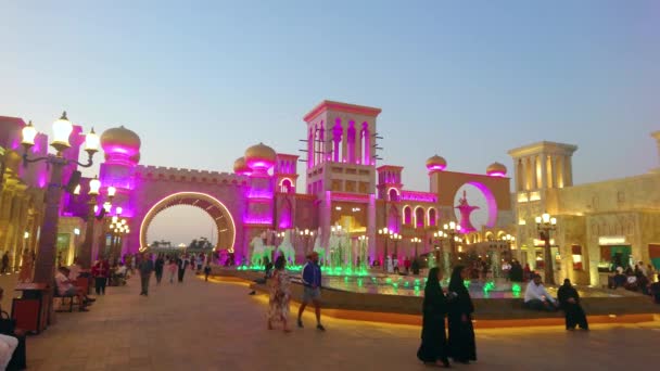 Dubai Uea March 2020 Air Mancur Menari Pencahayaan Culture Square — Stok Video