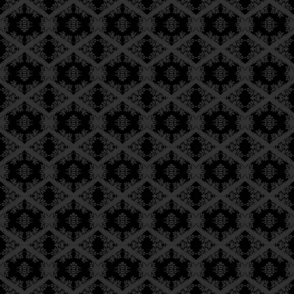 Cinza Preto Sem Costura Digital Decorativo Floral Geométrico Fundo Papel — Fotografia de Stock