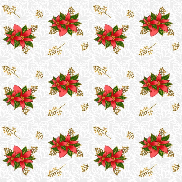 Poinsettia Natale Sfondo Grigio Chiaro Motivo Floreale Senza Cuciture Carta — Foto Stock